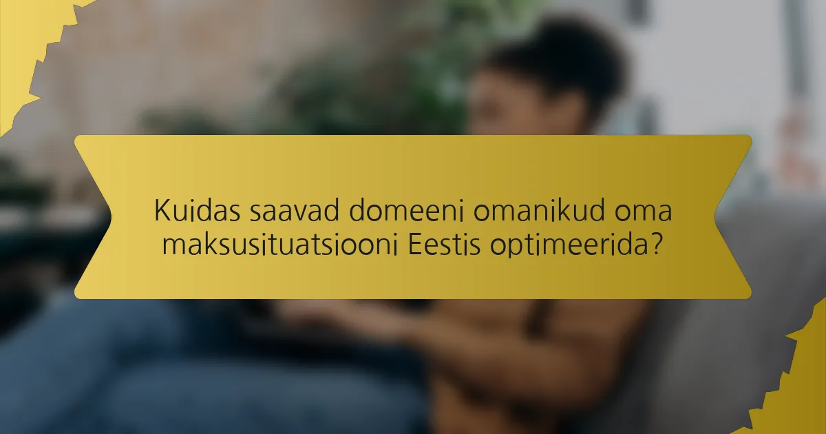 Kuidas saavad domeeni omanikud oma maksusituatsiooni Eestis optimeerida?