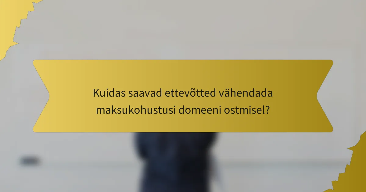 Kuidas saavad ettevõtted vähendada maksukohustusi domeeni ostmisel?