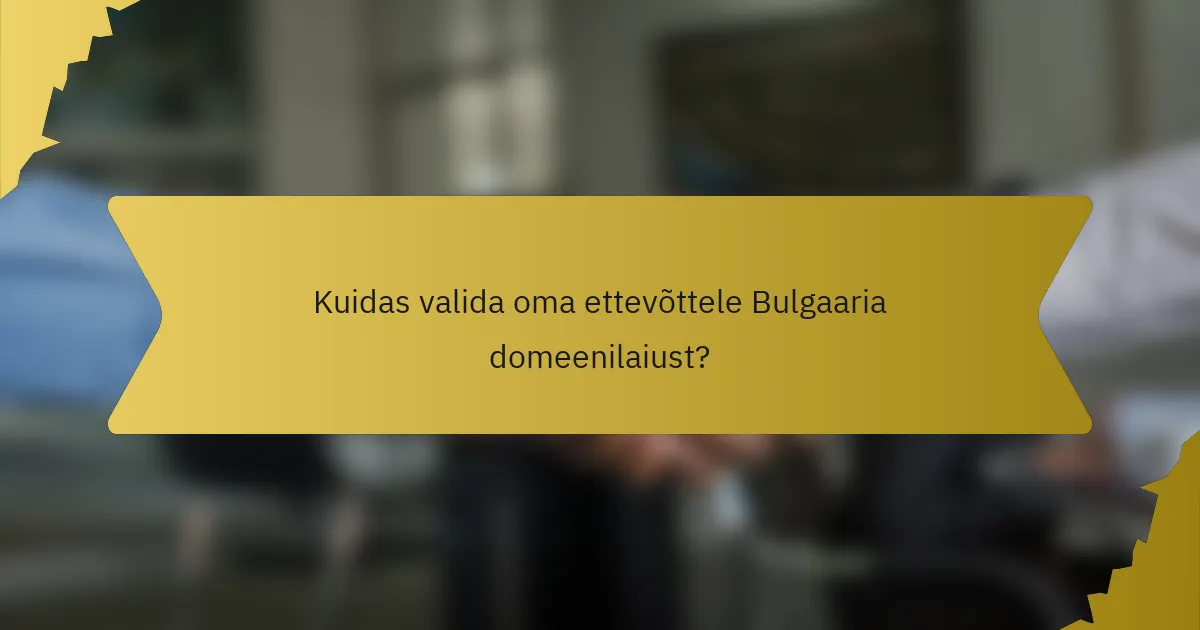 Kuidas valida oma ettevõttele Bulgaaria domeenilaiust?