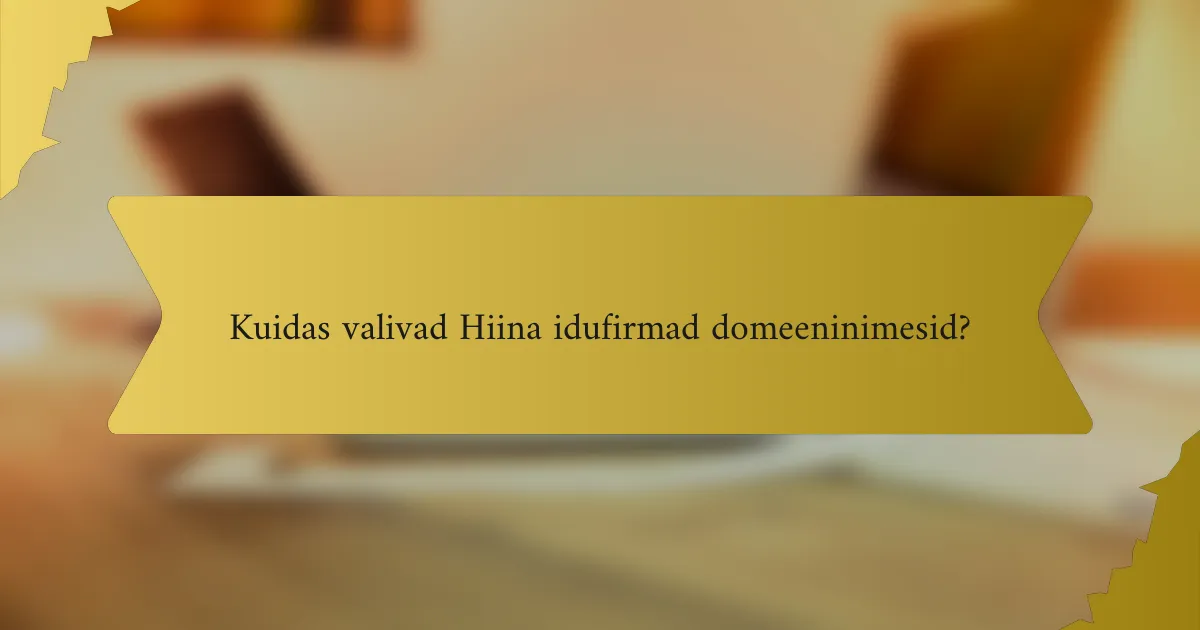 Kuidas valivad Hiina idufirmad domeeninimesid?