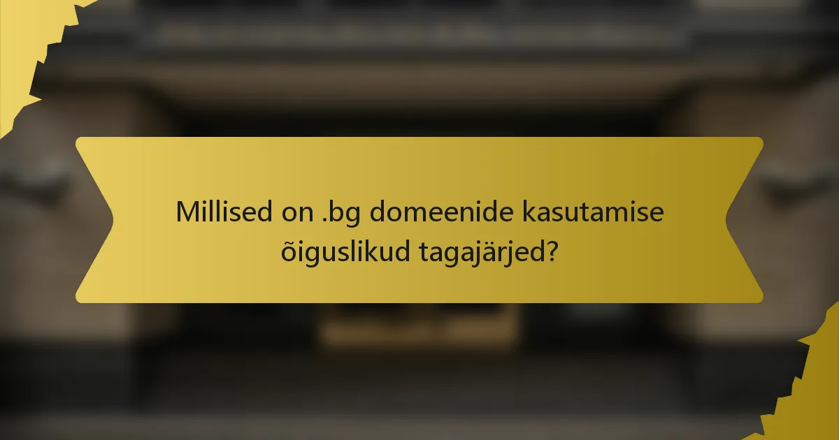 Millised on .bg domeenide kasutamise õiguslikud tagajärjed?