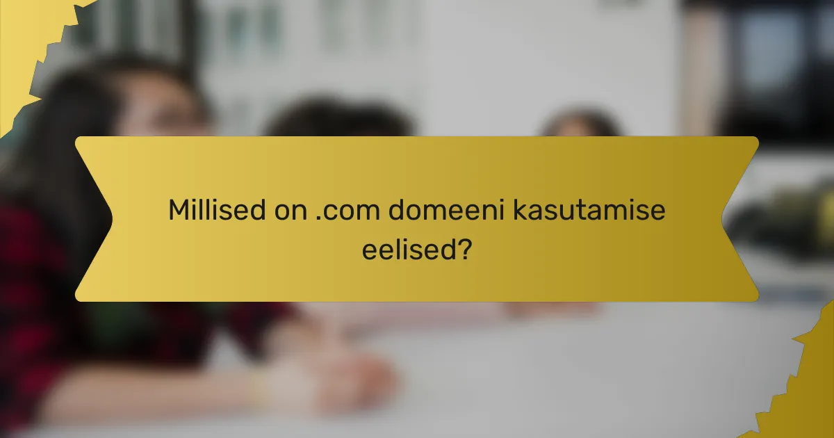 Millised on .com domeeni kasutamise eelised?