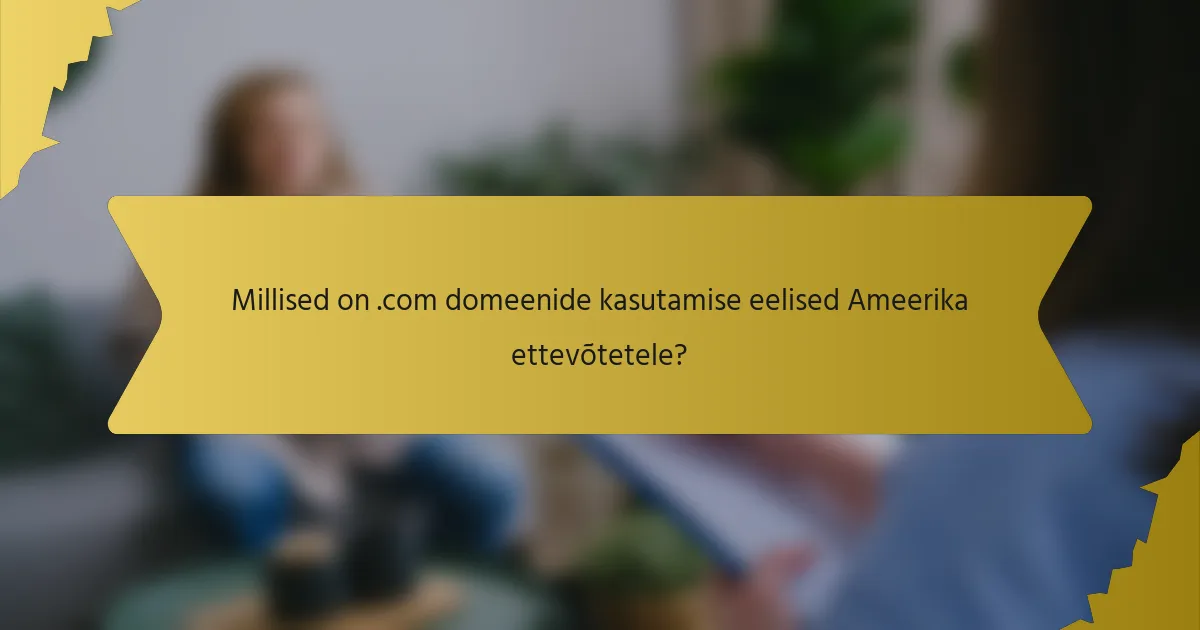 Millised on .com domeenide kasutamise eelised Ameerika ettevõtetele?