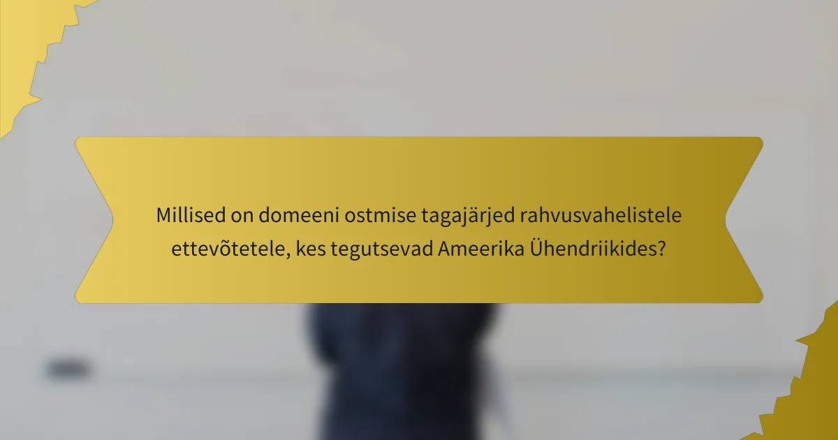 Millised on domeeni ostmise tagajärjed rahvusvahelistele ettevõtetele, kes tegutsevad Ameerika Ühendriikides?