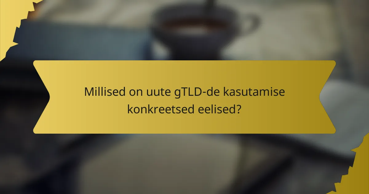 Millised on uute gTLD-de kasutamise konkreetsed eelised?