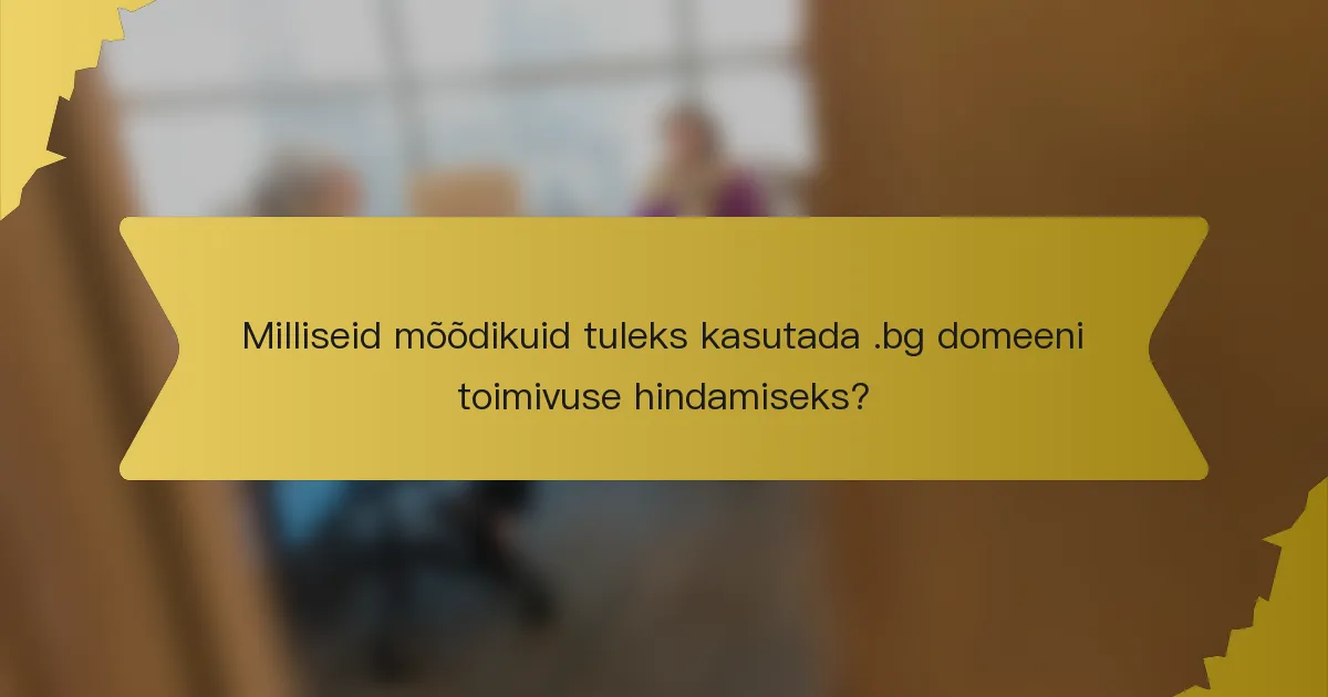 Milliseid mõõdikuid tuleks kasutada .bg domeeni toimivuse hindamiseks?
