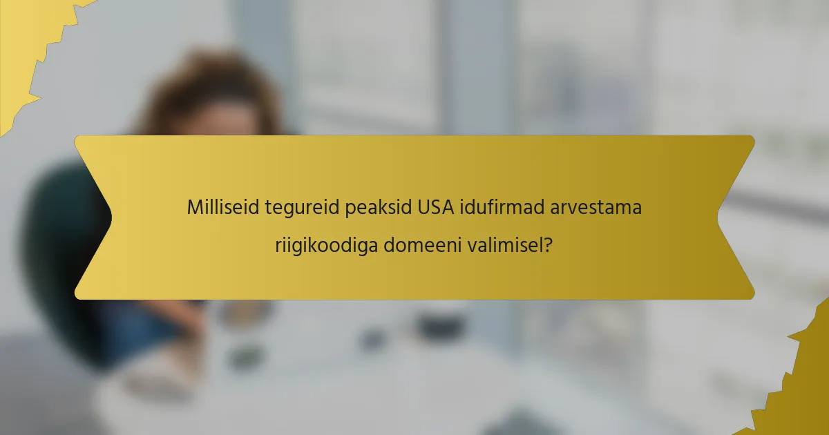 Milliseid tegureid peaksid USA idufirmad arvestama riigikoodiga domeeni valimisel?